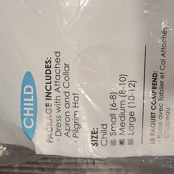 Pilgrim Girl Costume Size Medium 8-10 - Picture 3 of 3